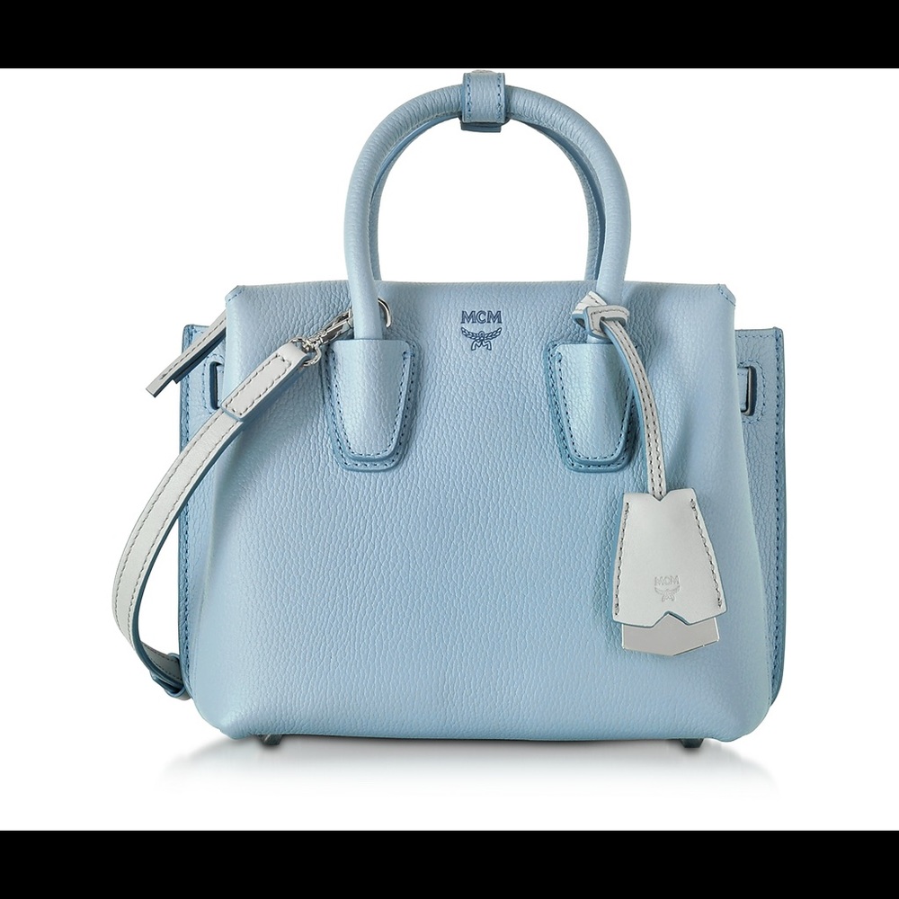 MCM mini milla tote baby blue leather